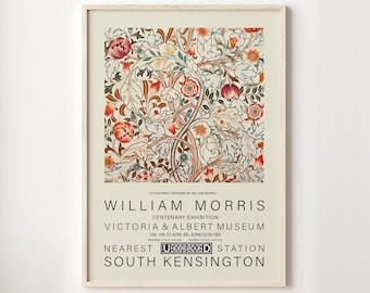 William Morris Print, Art Nouveau Wall Art, Exhibition Poster, William Morris Vintage Floral Pattern Print, Vintage Flower Market Wall Art