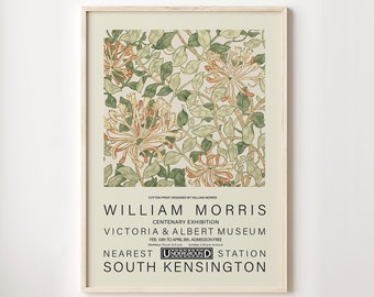 William Morris Exhibition Poster, Digital Download, William Morris Print, Art Nouveau, Vintage Floral Poster Fabric Texture Classic Painting