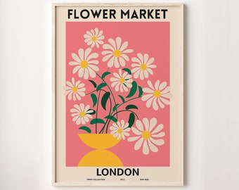 Flower Market Poster, Flower Market Prints, Digital Download, London Flower Market, Printable Poster, Florist Gift, Matisse Flower