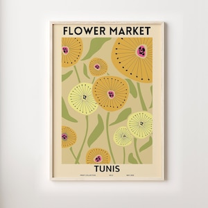 Flower Market Print, Flower Market Poster Tunis, Digital Download Flower Wall, Flower Print, Florist Gift, Wall Art, Flower Shop Sign