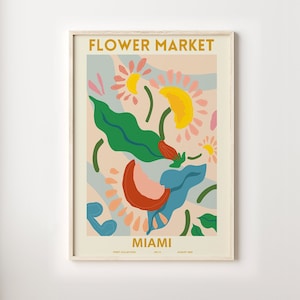Flower Market Print, Flower Market Poster, Flower Market Poster Miami, Flower Wall, Flower Shop Sign, Florist Gift, Wall Art, Flower Print
