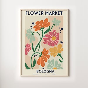 Flower Market Print, Flower Market Poster, Flower Market Poster Bologna, Flower Wall, Flower Shop Sign, Flower Print, Florist Gift, Wall Art