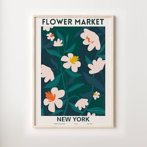 Flower Market Print New York, New York Wall Art, New York Poster, Flower Art Print, Gift Idea, Floral Wall Decor