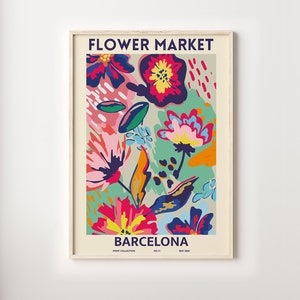 Flower Market Print Barcelona Digital Download, Flower Market Poster, Printable Wall Art, Florist Gift, Abstract Art Print, Instant Download