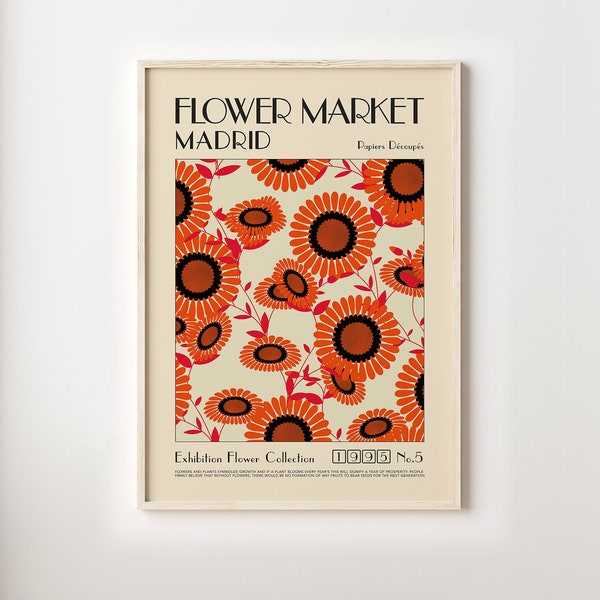 Madrid Art Print Flower Market, Botanical Poster, Flower Market Wall, Print Wall Art, Flower Market Print, Abstract Floral Printable