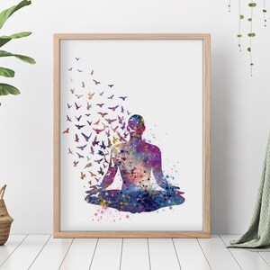 Yoga Wall Art Poster Print, Watercolor, Sukhasana Pose for Yoga Studio Wall Decor, Meditation Poses Your Body, yoga art, yoga gift
