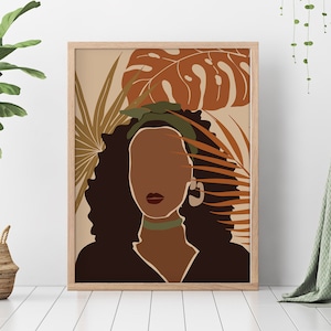 Black woman art Female Portrait Print Black Woman Illustration African woman Art, African American art Modern Art Black Girl Wall Art