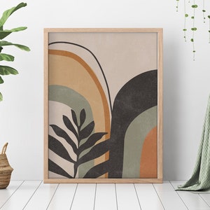 Bohemian Wall Art, Boho Art Print, Beige and Green, Minimal Print, Minimalist Art Print, Minimalist, Mid Century Modern Geometric Shapes, image 1