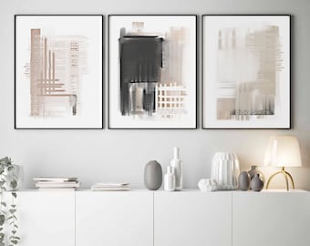 Neutral Wall Art Set of 3 Prints, Printable Abstract Painting, Minimalist Print Set, Modern Art Print Set, Scandinavian Art Print Set