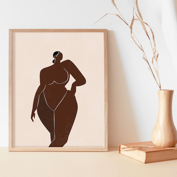 Woman In The Nude Drawing Black Woman Body Print Big Girl Art Print Minimalist Fashion Line Art Thick Thighs Wall Art Female Figure Poster