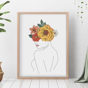 模写大津絵、花を持つ女性、額付き 模写大津絵、花を持つ女性、額付き