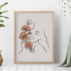 BOHO DIGITAL Print, Boho Art Prints, Woman Line Boho Wall Decor, Gift For Women Download Poster, Printable Wall Art