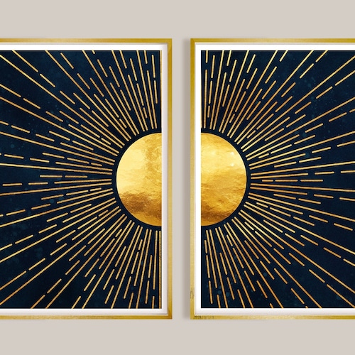 Sun Print Set Abstract Landscape Wall Art Digital Download Etsy