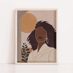 African Woman Art, Black Woman Wall Art, African American Wall Art, Woman Illustration, Black Girl Print, Fashion Print INSTANT DOWNLOAD