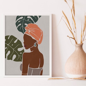Black Woman Wall Art, African Woman Art, Woman Face Illustration Female Portrait Print Black Girl Wall Art, Black Women Digital Print