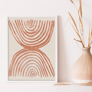 Brush Stroke boho Terracotta Rainbow Printable Art Burnt Orange Wall Art Digital download Print Abstract Rust Modern Earth Tones Prints