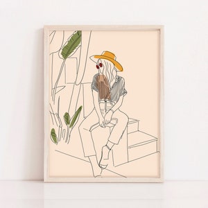 Woman Silhouette Line Drawing Abstract Face Line Art Print Boho Wall Print Terracotta Minimal Modern Wall Art Woman Figure Fashion Printable