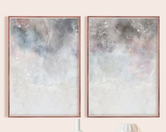 Abstract Wall Art, Pink Grey Wall Art, PRINTABLE Art, Bedroom Print Set, Set of Two Print, Blush Pink Grey Print, Abstract Printable Art