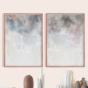 Abstract Wall Art, Pink Grey Wall Art, PRINTABLE Art, Bedroom Print Set, Set of Two Print, Blush Pink Grey Print, Abstract Printable Art