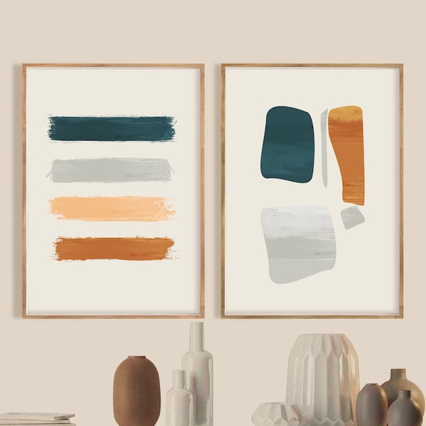 Modern Abstract Print Set Abstract Wall Art Abstract Art Modern Abstract Poster Abstract Decor Large Poster Oversize Poster Art Set of 2