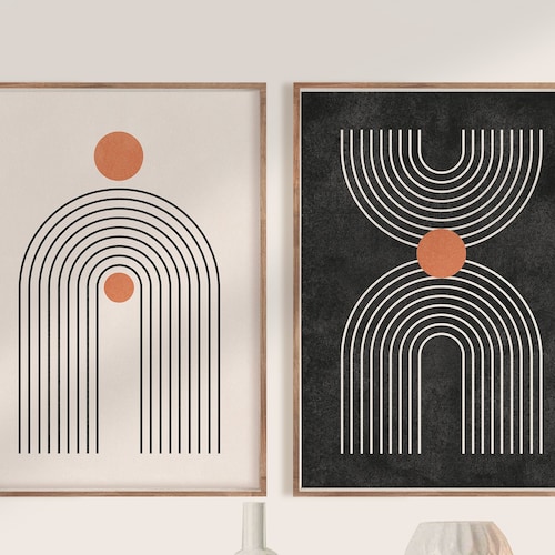 Mid Century Modern Art Set of Prints Printable Geometric Art - Etsy
