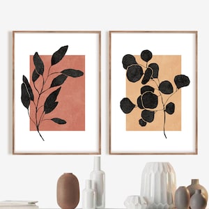 Botanical Line Art Print Set of 2, Minimal Botanical art, Abstract Botanical Wall Art, Abstract Leaves, Home Decor Neutral Printable Art