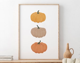 Pumpkin Printable Wall Art, Pumpkin Print Fall Decor, Pumpkin Watercolor Painting, Fall wall art, Digital Download Fall Farmhouse