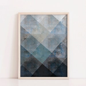 Abstract Blue Black And White Wall Art Print Minimalist Art Modern Minimalist Poster Black And White Art Print Black And White Geometric Art