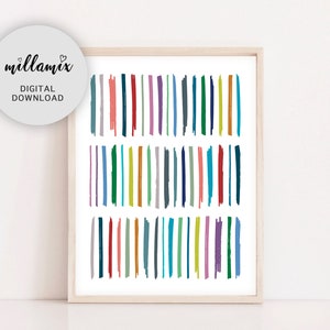 Large Abstract Wall Art, Printable Wall Art, Colorful Print, Modern Minimalist Living Room Bedroom Office