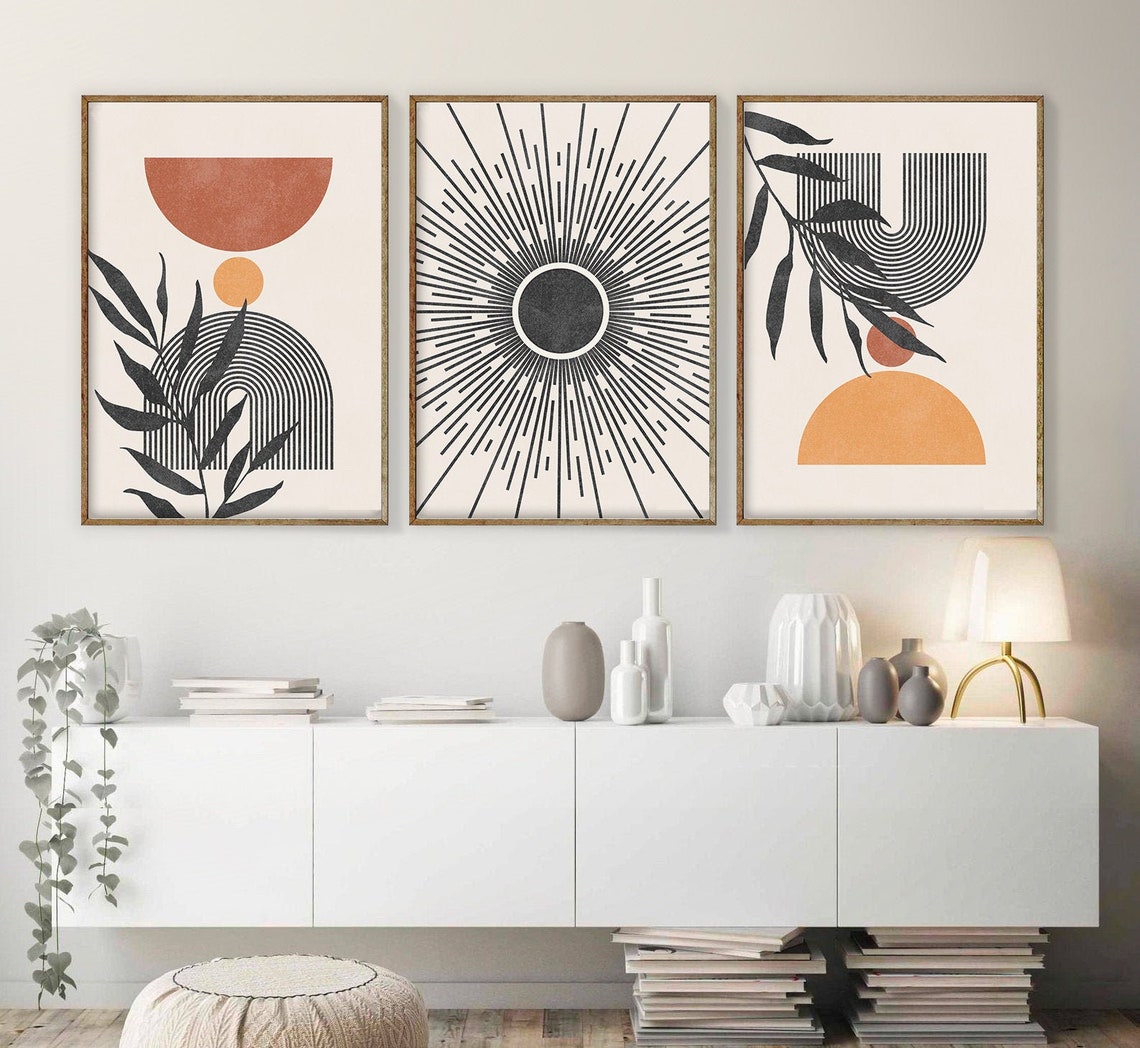 Boho Wall Art Set Boho Art Set of 3 Prints Printable Modern Etsy