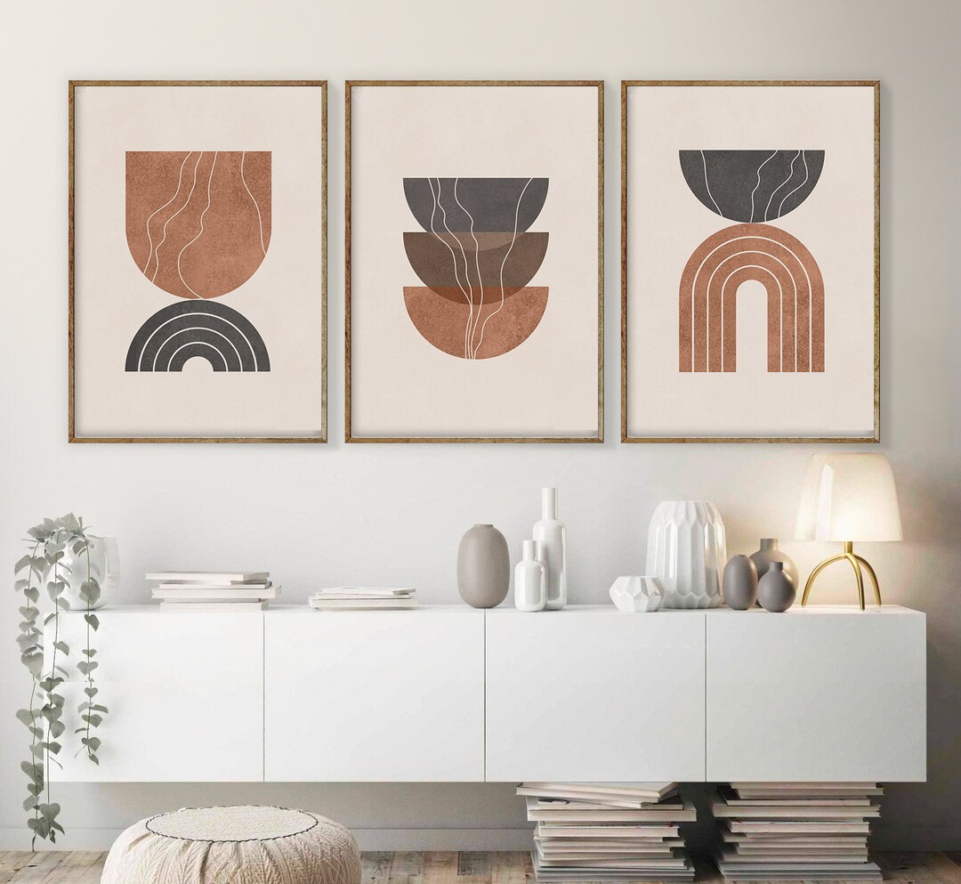 Mid Century Modern Art Abstract Art Set of 3 Gallery Wall Bundle, Boho ...