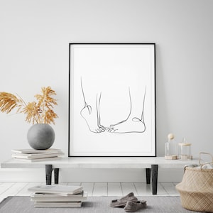 Couple Line Drawing, Digital Minimal Wall Art, Couple Art Print, Anniversary Gift, Couple Print Wall Decor Line Art Hands Print image 6