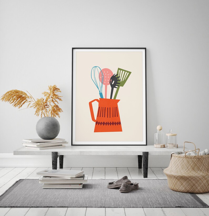 Kitchen Print Mid Century Modern Art Prints MidCentury Wall | Etsy