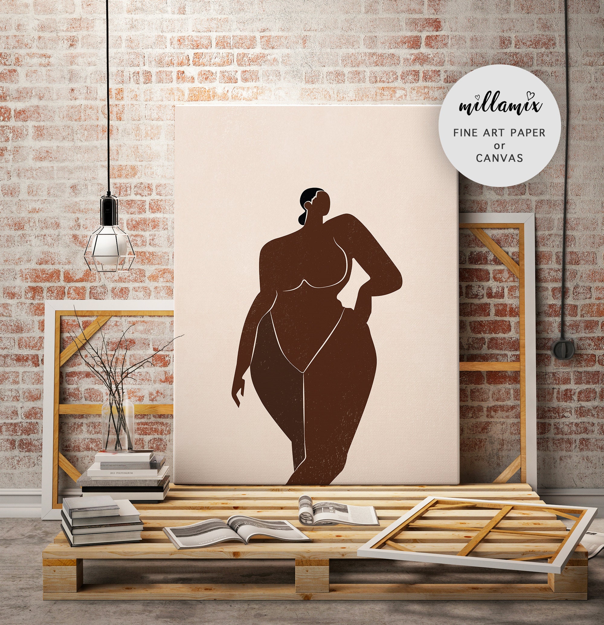 Woman in the Nude Drawing Black Woman Body Print Big Girl image image