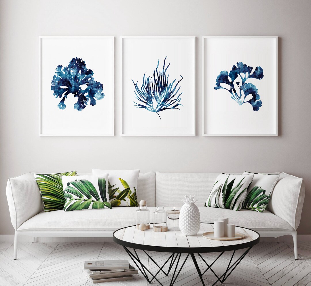 Hamptons Wall Art Set of 3 Prints, Sea Coral Print Set, Coastal Navy — free download