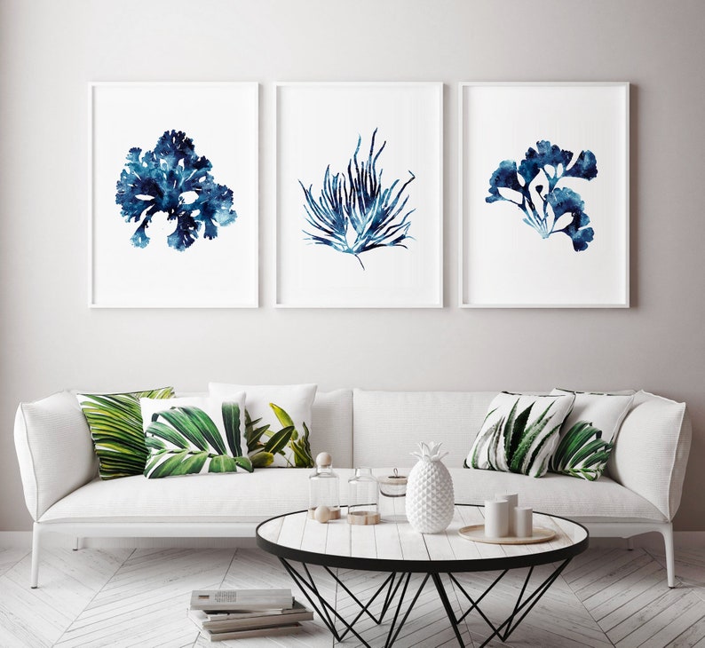 Hamptons Wall Art Set of 3 Prints Sea Coral Print Set Etsy Australia