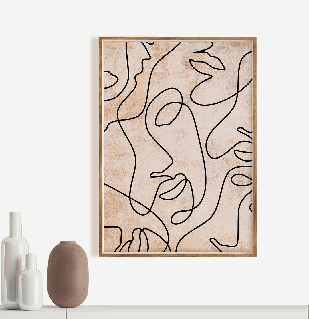 Abstract Face Line Art Print: Minimalist Woman Portrait (digital ...