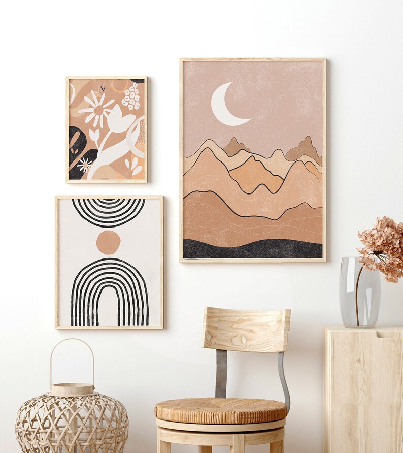 Set of 3 Prints Living Room Wall Art Abstract Art Printable - Etsy