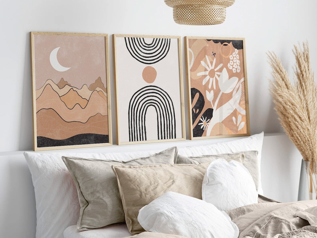 Set of 3 Prints, Living Room Wall Art, Abstract Art, Printable Print ...