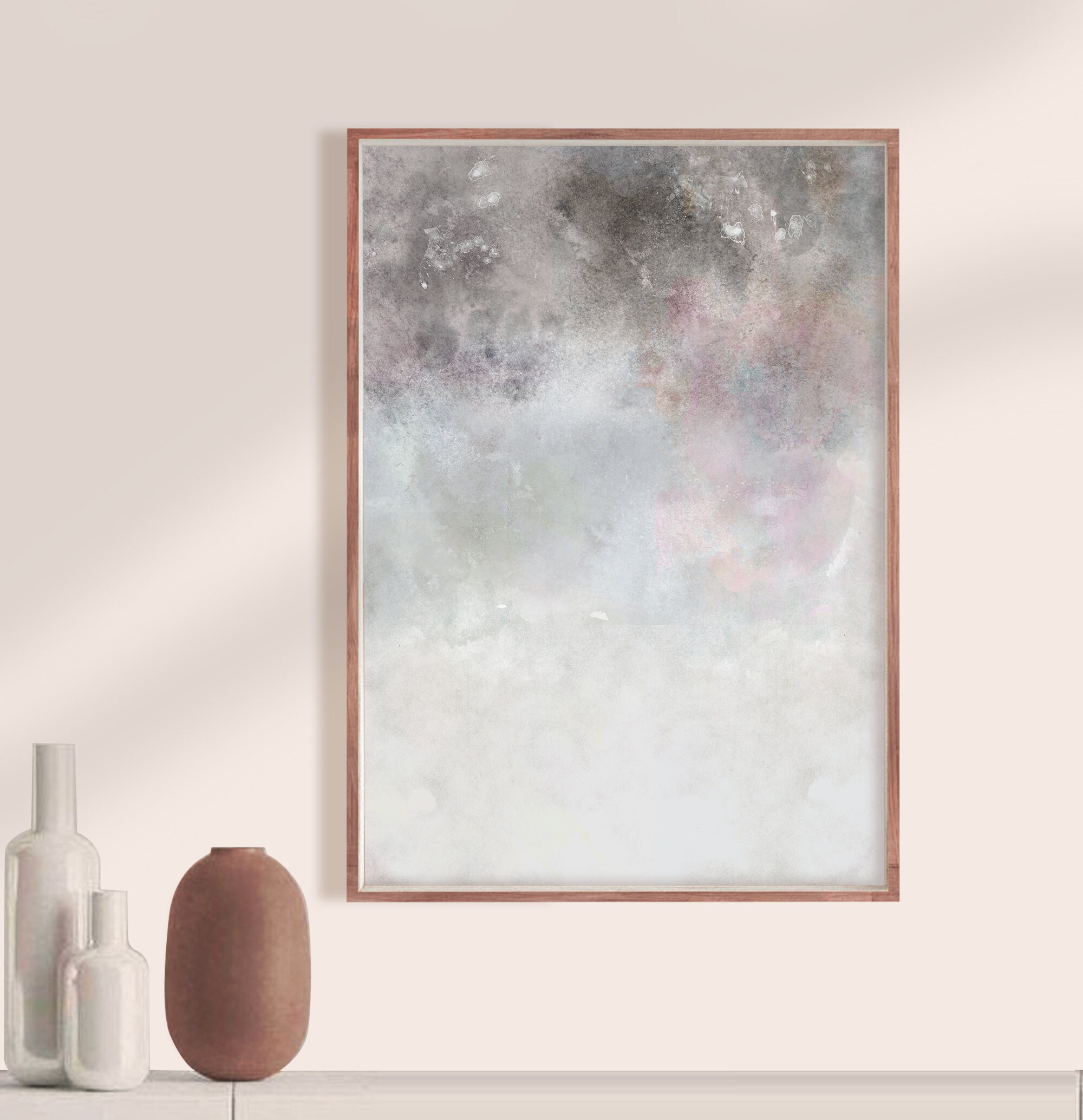 Abstract Wall Art Pink Grey Wall Art PRINTABLE Art Bedroom Etsy