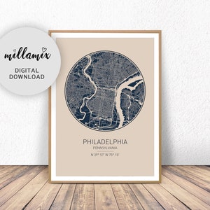 Philadelphia Map, Philadelphia Map Print, Pennsylvania Map, United States Map Print, Philadelphia Pennsylvania, Black and White Map