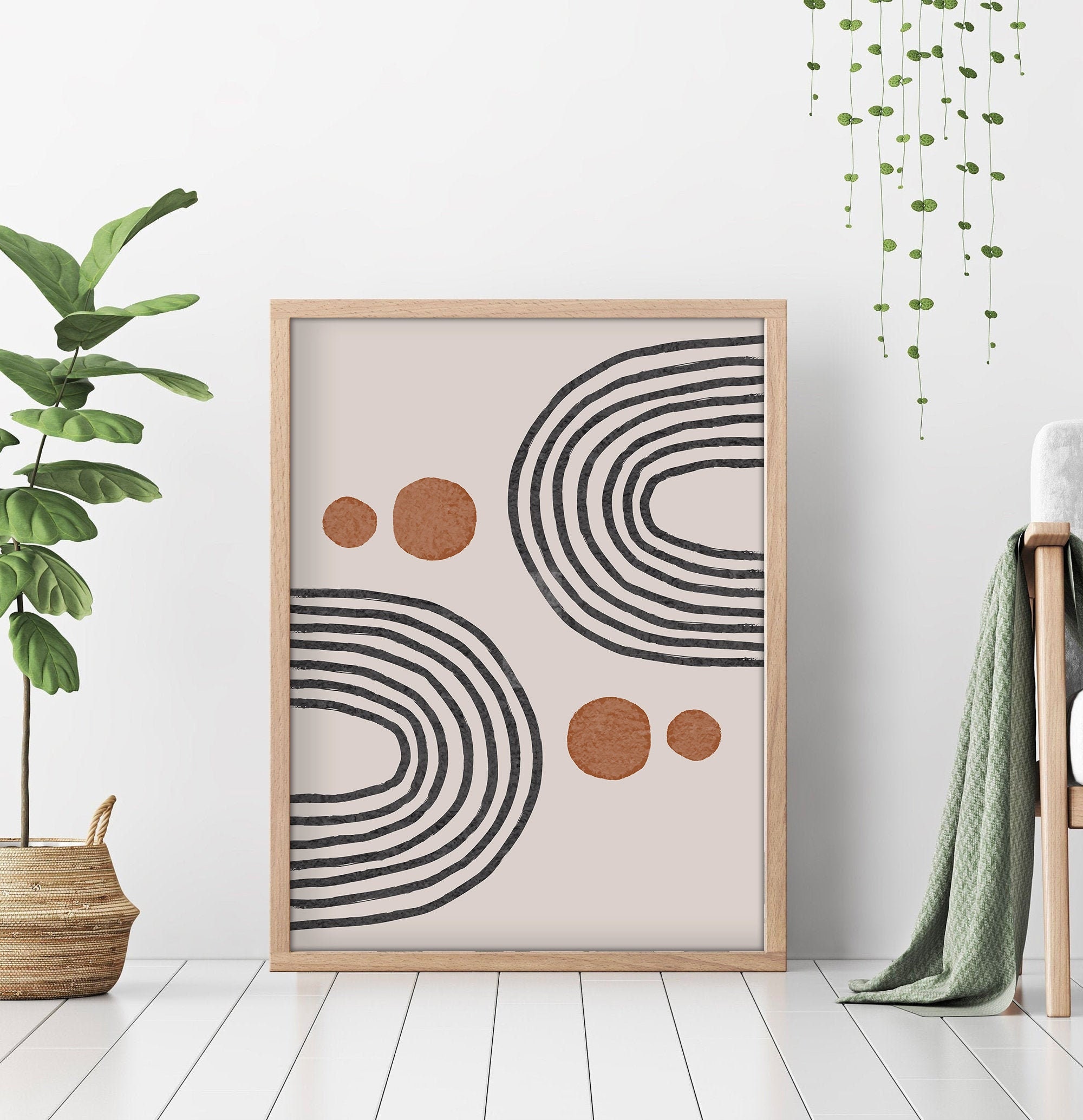Boho decor Abstract rainbow art Minimalist wall art Abstract rainbow illustration Print digital Boho gallery Rainbow abstract print