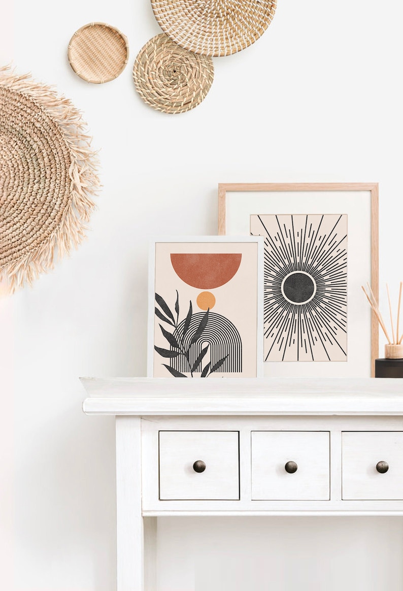 Boho Wall Art Set Boho Art Set of 3 Prints Printable Modern Etsy