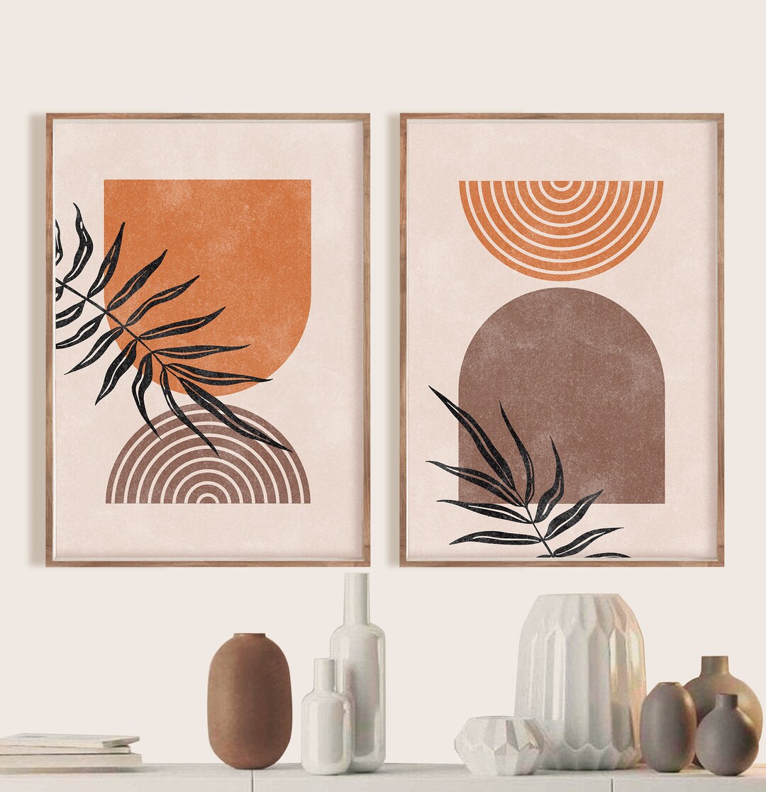 Mid Century Modern Art Prints, Gallery Wall Set, Set of 2, Minimalist ...