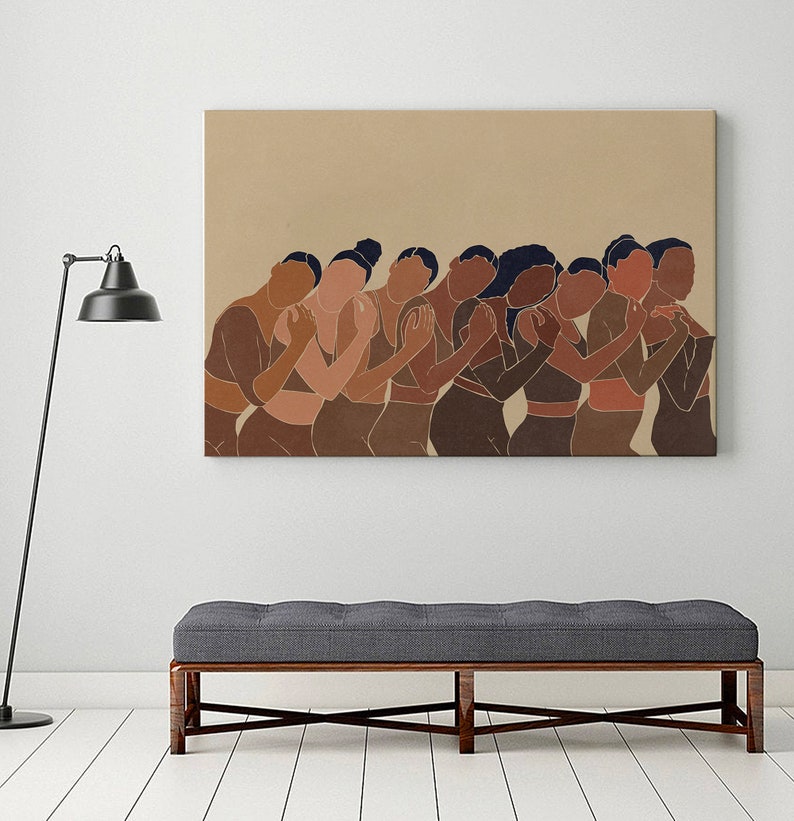 Female Line Drawing Figure Digital download Bohemian Art Terracotta Minimal Modern Wall Art Beach Black Woman Print Boho Burnt Orange Sun