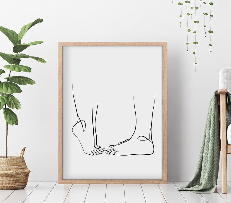 Couple Line Drawing, Digital Minimal Wall Art, Couple Art Print, Anniversary Gift, Couple Print Wall Decor Line Art Hands Print image 2