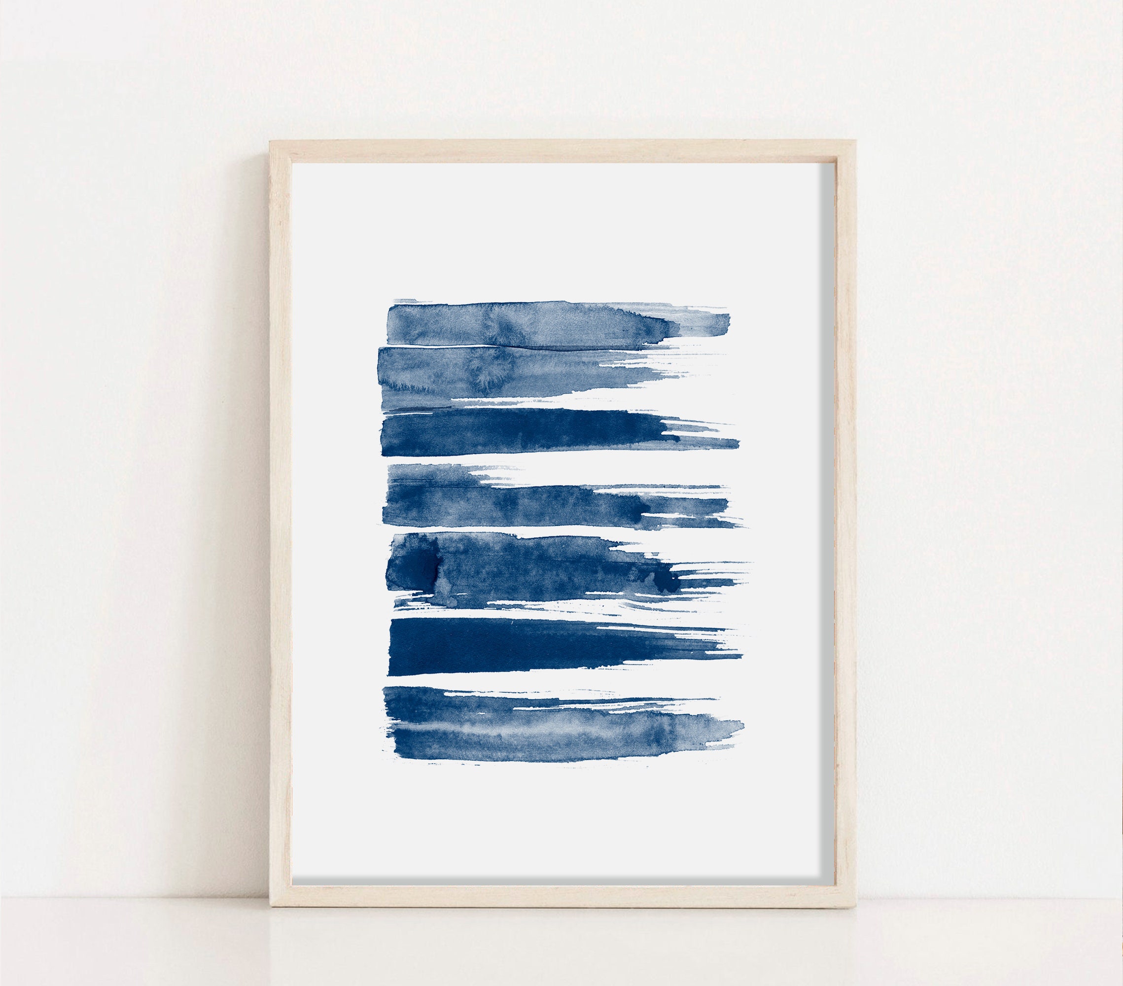 Abstract Painting Navy Blue Watercolor Wall Art Print Brush | Etsy
