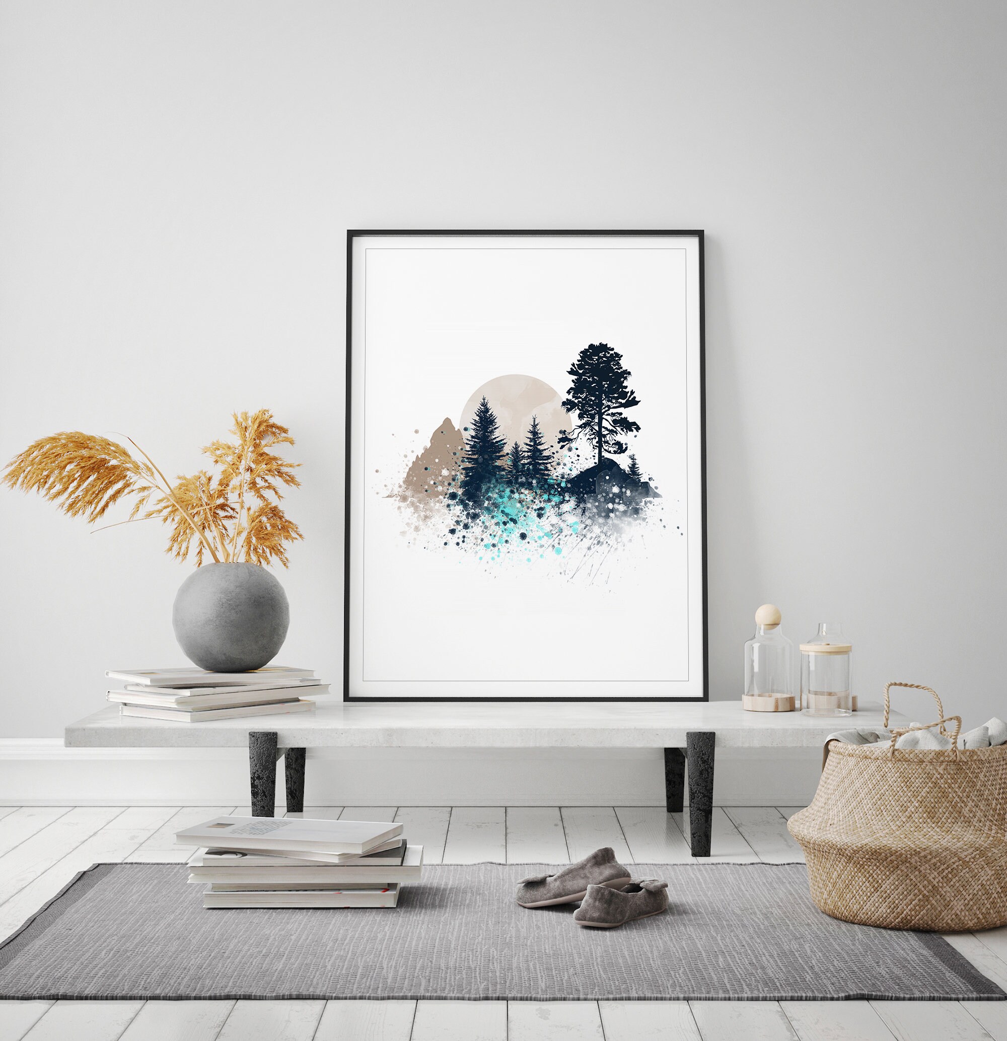 Blue Mountain Wall Art Art Prints Watercolor Poster Nature Etsy