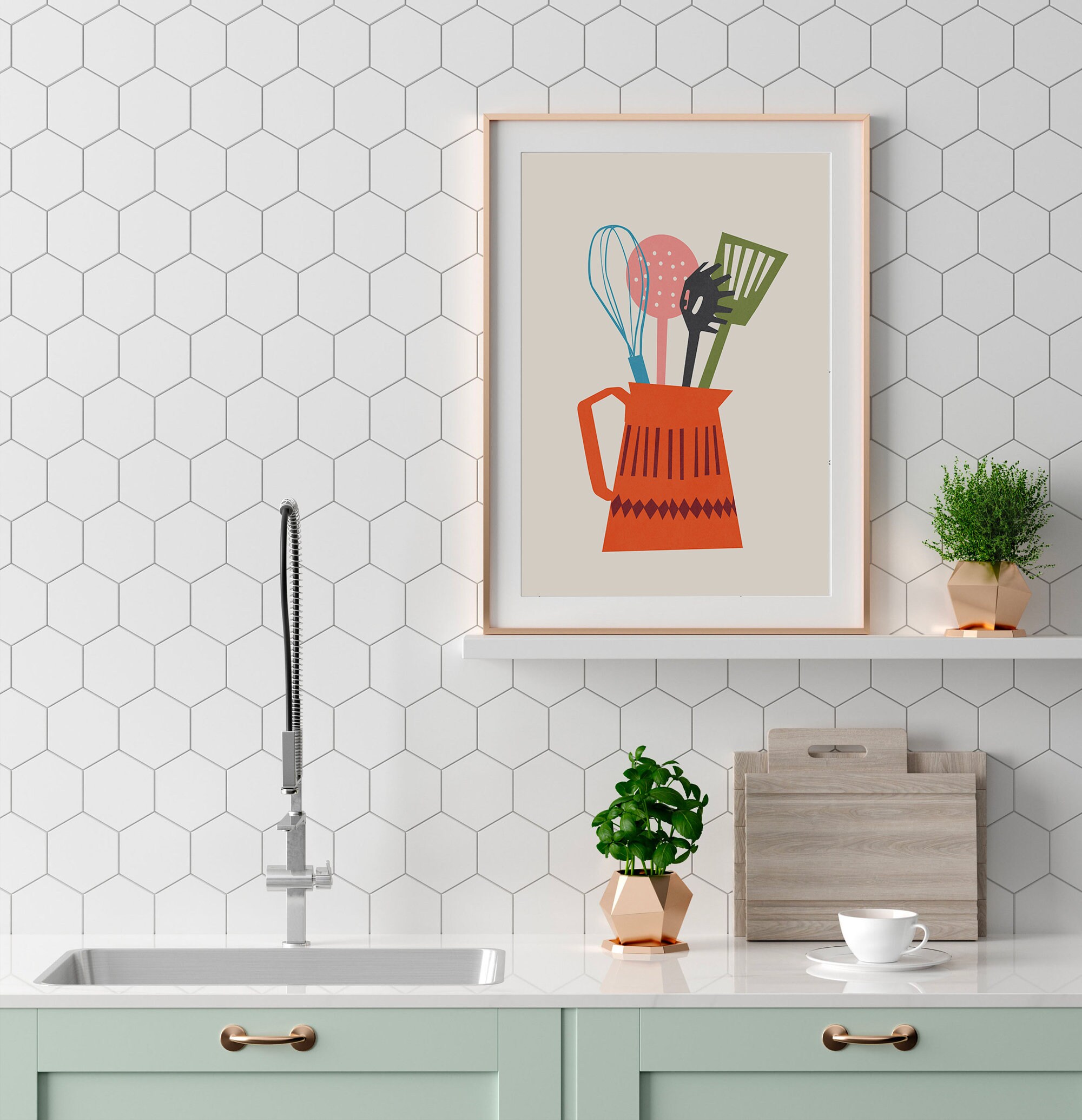 Kitchen Print Mid Century Modern Art Prints Midcentury Wall | Etsy