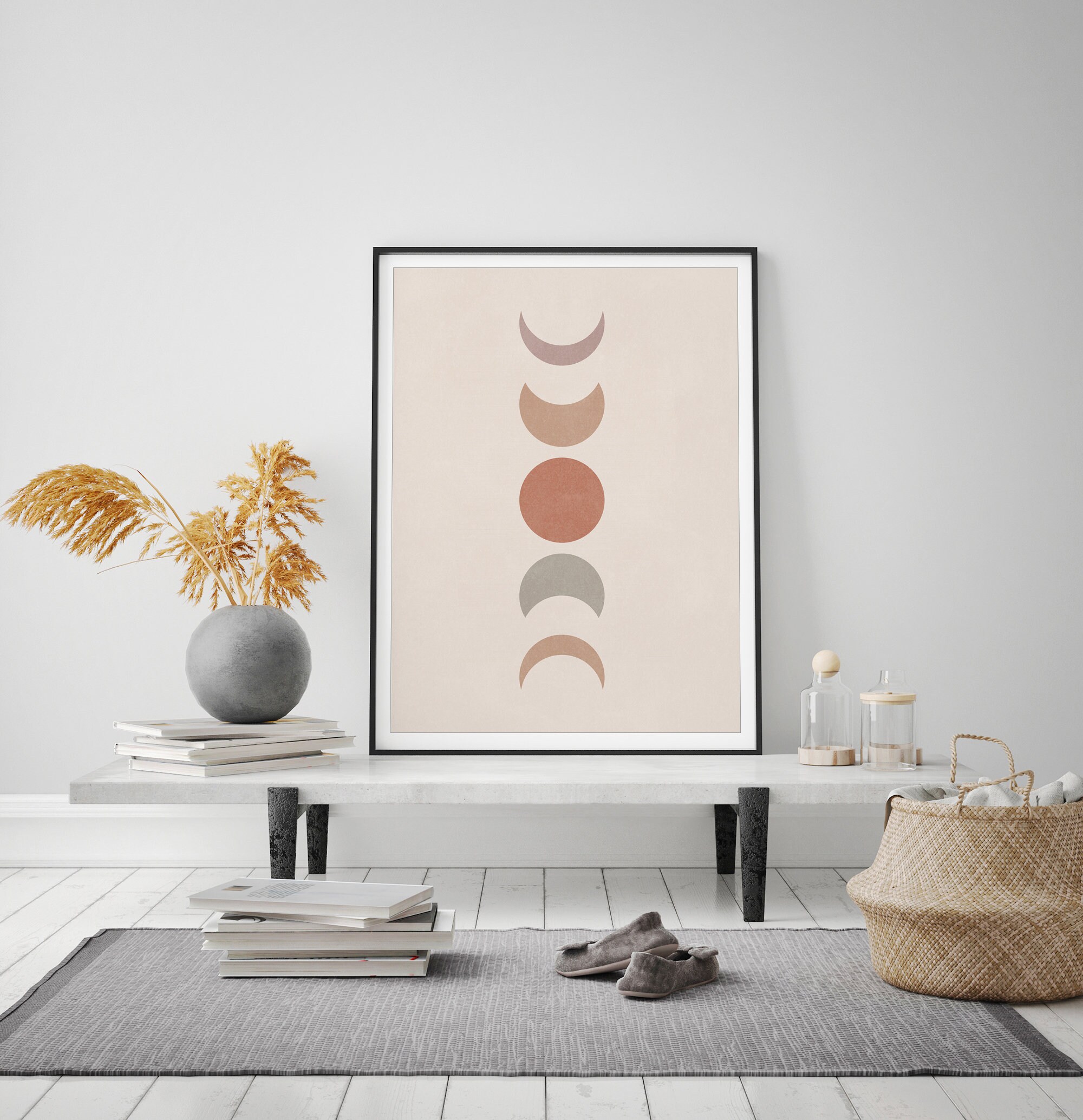 Moon Phases Printable Wall Art Digital Print Neutral Wall Art | Etsy